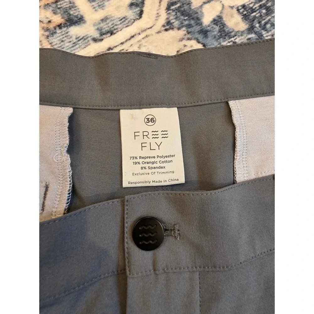 Free Fly Men's Size 36 Performance‎ Lightweight Gray Hybrid Summer Shorts